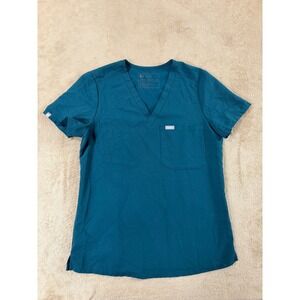 FIGS catarina scrub top Women's Size XS Caribbean blue one pocket medical EUC